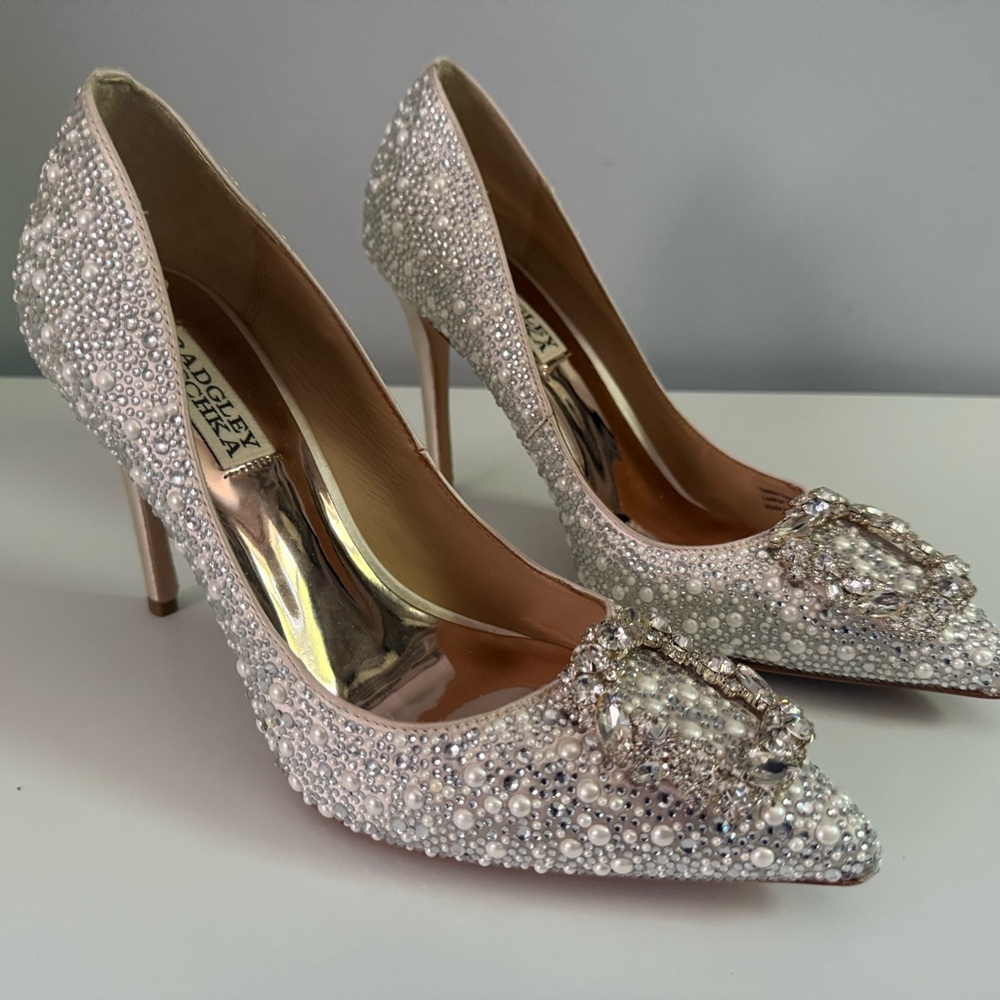 Badgley Mischka Silver Crystal Heels